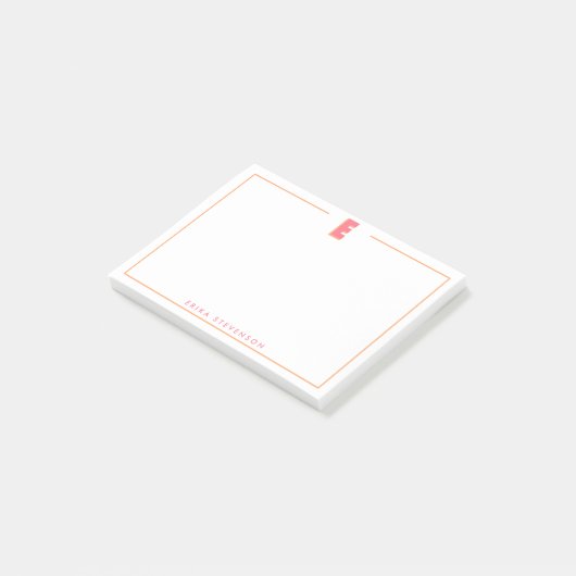 Post-it® Élégante lettre C initiale monogramme 3D personnal (Incliné)