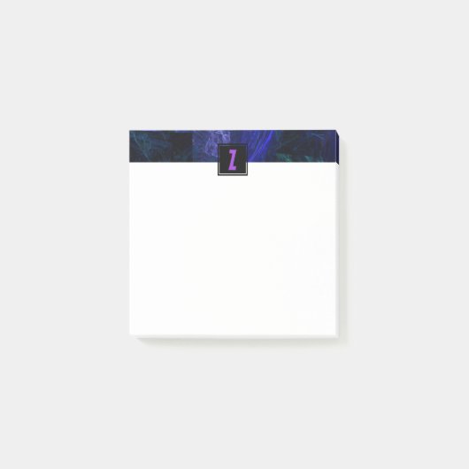 Post-it® Élégante lettre initiale Monogramme | Bleu lumineu (Devant)