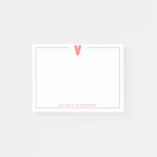 Post-it® Élégante lettre V initiale monogramme 3D personnal (Devant)