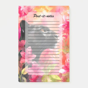 Post-it® Élégante panthère noire florale sauvage florissant