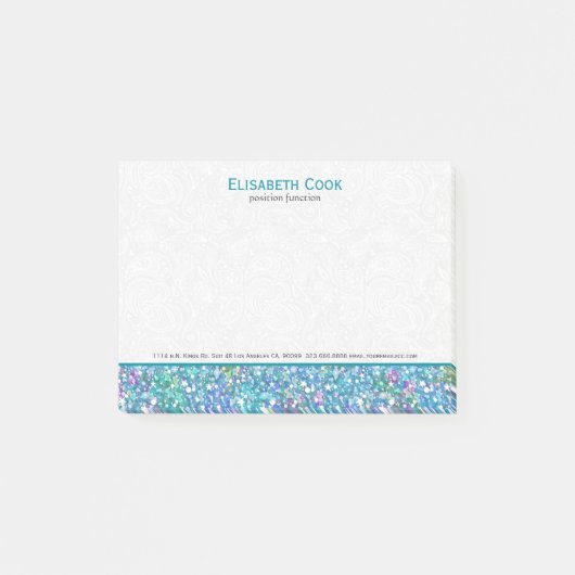 Post-it® Élégante Parties scintillant bleu-vert (Devant)