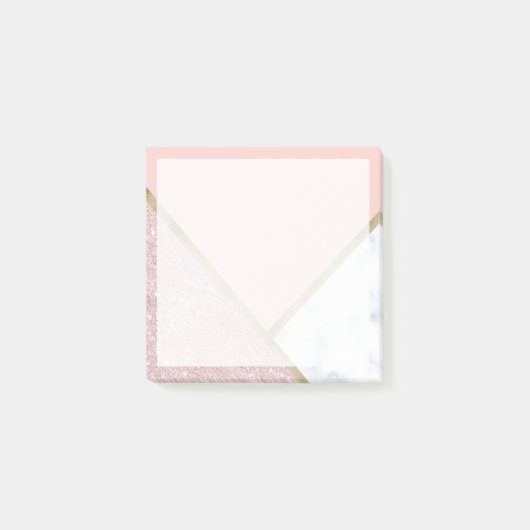 Post-it® Elégante parties scintillant en or rose géométriqu (Devant)