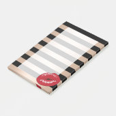 Post-it® élégantes lèvres rouges rose or noir rayures motif (Incliné)