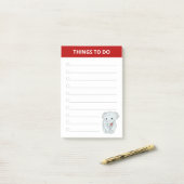 Post-it® Élément Beau Éléphant Tenant des Choses à Faire (Sur un bureau)