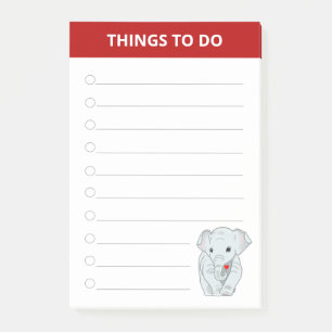 Post-it® Élément Beau Éléphant Tenant des Choses à Faire