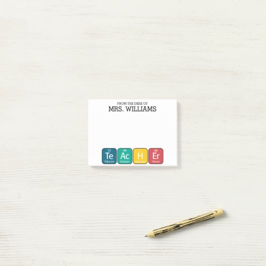 Post-it® Éléments de tableau périodique Enseignant de l'ort (Sur un bureau)