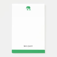 Eléphant blanc et vert brillant et bordure, nom