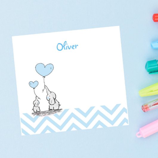 Post-it® Éléphant Bleu Bébé Garçon Personnalisé