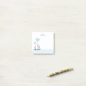 Post-it® Éléphant Bleu Bébé Garçon Personnalisé (Sur un bureau)