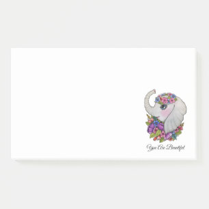 Post-it® Eléphant Cute Avec Fleurs Sauvages En Aquarelle