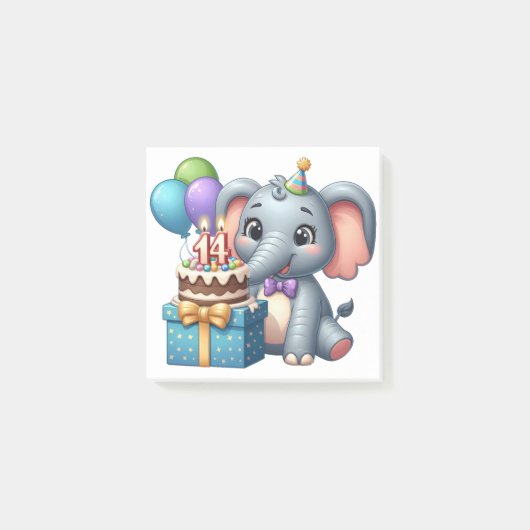 Post-it® Éléphant d'anniversaire 14 ans (Devant)