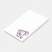 Post-it® Eléphant de bébé rose mignon avec oreilles Poka Do (Incliné)