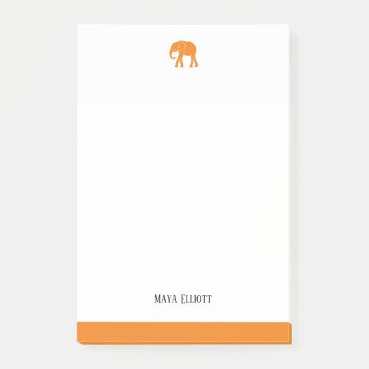 Post-it® Eléphant et bordure orange blanc et brillant, nom (Devant)