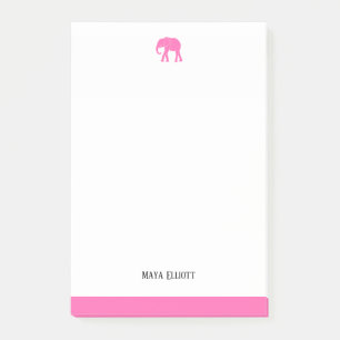 Post-it® Eléphant et bordure rose vif et blanc, nom