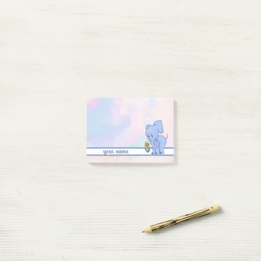 Post-it® Éléphant et fleur (Sur un bureau)