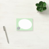 Post-it® Éléphant Gris avec Bulle de Parole sur Vert Gazon (Bureau)