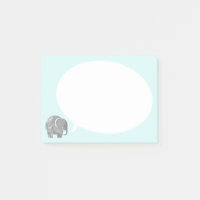 Elephant gris avec bulle vocale sur bleu glace