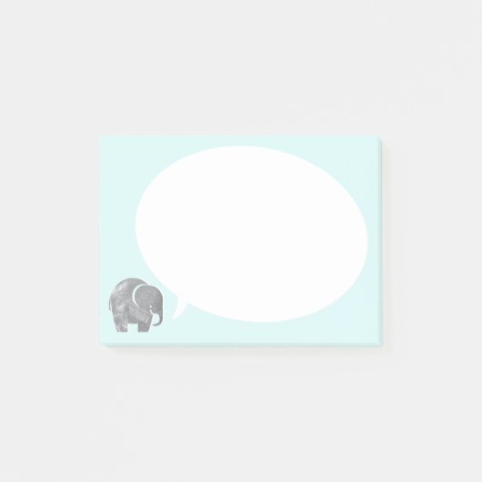 Post-it® Elephant gris avec bulle vocale sur bleu glace (Devant)