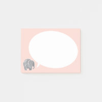 Elephant gris avec bulle vocale sur Shell rose