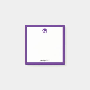 Post-it® Eléphant mauve et blanc avec nom