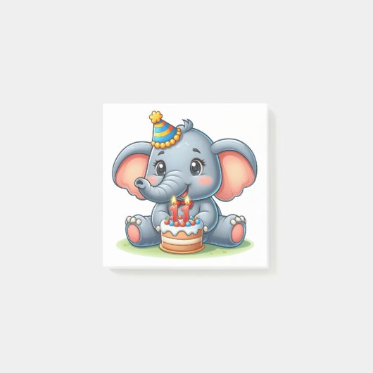 Post-it® Éléphant Mignon 11e Anniversaire (Devant)