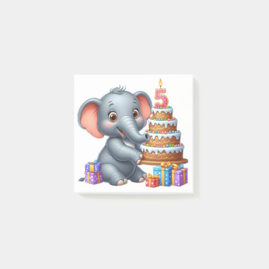 Post-it® Éléphant Mignon 5ème Anniversaire (Devant)