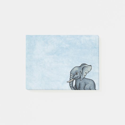 Post-it® Eléphant mignon sur des notes Post-it bleues (Devant)