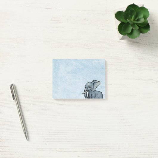 Post-it® Eléphant mignon sur des notes Post-it bleues (Bureau)