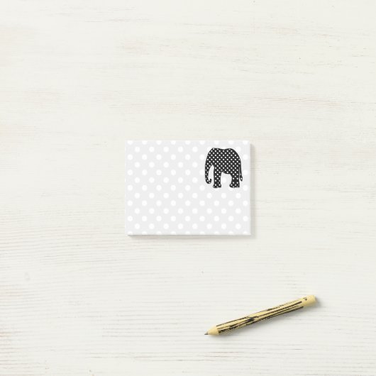 Post-it® Éléphant noir et blanc de pois (Sur un bureau)
