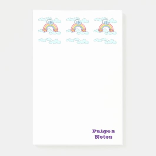 Post-it® Éléphant Notes, Nuages Floral (Devant)