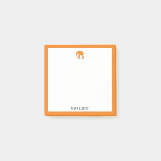 Post-it® Eléphant orange brillant et bordure blanche avec n (Devant)