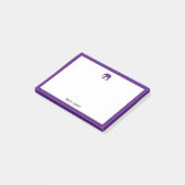 Post-it® Eléphant pourpre et bordure en blanc avec nom (Incliné)