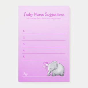 Post-it® Eléphant rose Cute Baby Girl Douche Suggest Name
