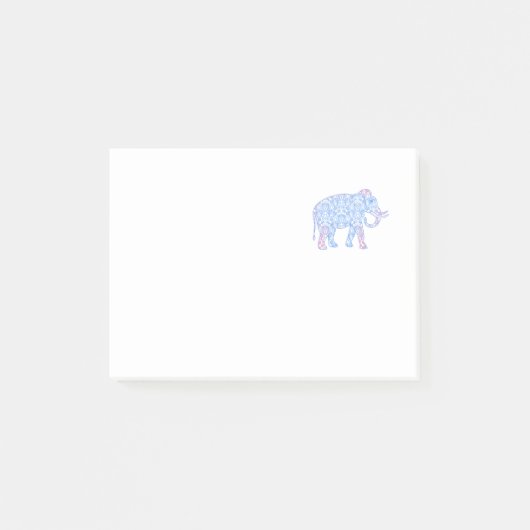 Post-it® Éléphant rose et bleu de damassé (Devant)