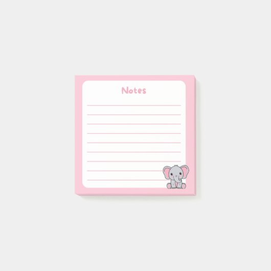 Post-it® Eléphant rose mignon assis (Devant)