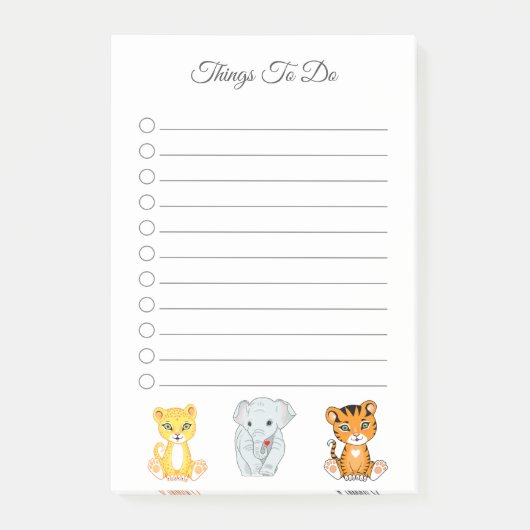 Post-it® Éléphant, Tigre & Léopard Choses à Faire (Devant)