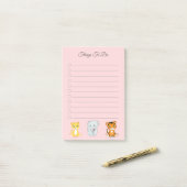 Post-it® Éléphant, Tigre & Léopard sur Choses à Faire Rose (Sur un bureau)