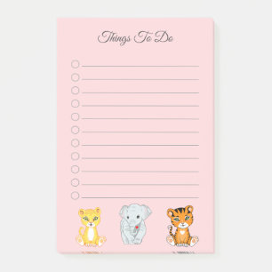 Post-it® Éléphant, Tigre & Léopard sur Choses à Faire Rose