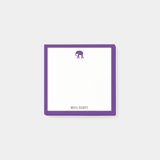 Post-it® Eléphant violet clair et frontière sur blanc avec (Devant)