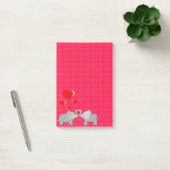 Post-it® Éléphants Romantiques & Cœurs Rouges Sur Points Po (Bureau)