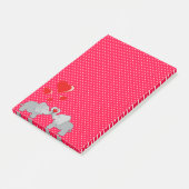 Post-it® Eléphants romantiques et Coeurs rouges sur Pois (Incliné)