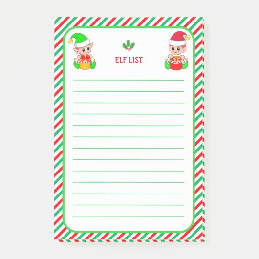 Post-it® Elf List & Green, Red & White Frame (Devant)