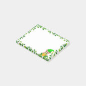 Post-it® Elfe vert mignon et cadre de feuille verte (Incliné)