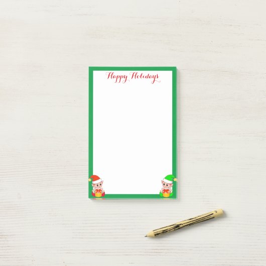 Post-it® Elfes mignonnes en blanc (Sur un bureau)