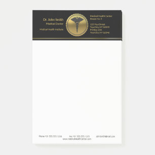 Post-it® Emblème de Caducée en or 3D médical professionnel