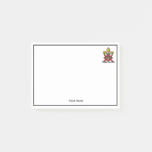 Post-it® Emblème Preppy Gold Red Heraldic Crest Fleur de Li (Devant)