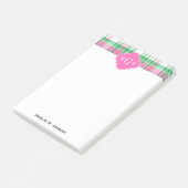 Post-it® Emerald Green Hot Pink Wht Preppy Madras (Incliné)