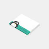 Post-it® émeraude mignonne et noir de pingouin de bande (Incliné)