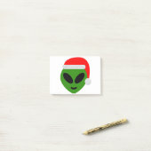 Post-it® emoji alien père Noël vert (Sur un bureau)