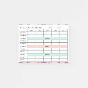 Post-it® Emploi du temps enseignant 2026–2027 Hebdomadair